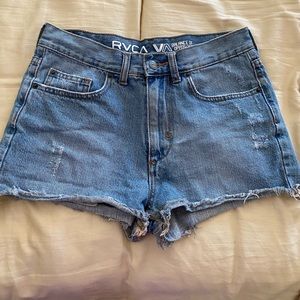 RVCA HighWaisted Loose Leg Distressed Denim Shorts